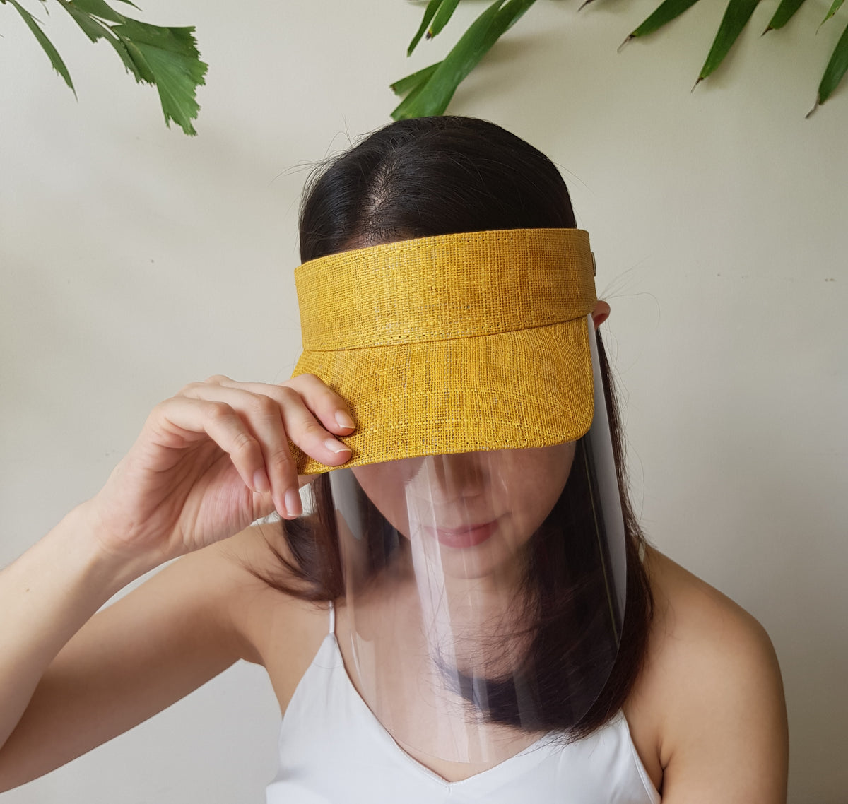 Raffia Visor + Face Shield (Mustard)